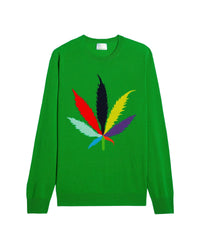 Pull à col rond Leaf en cachemire - Summer Green
