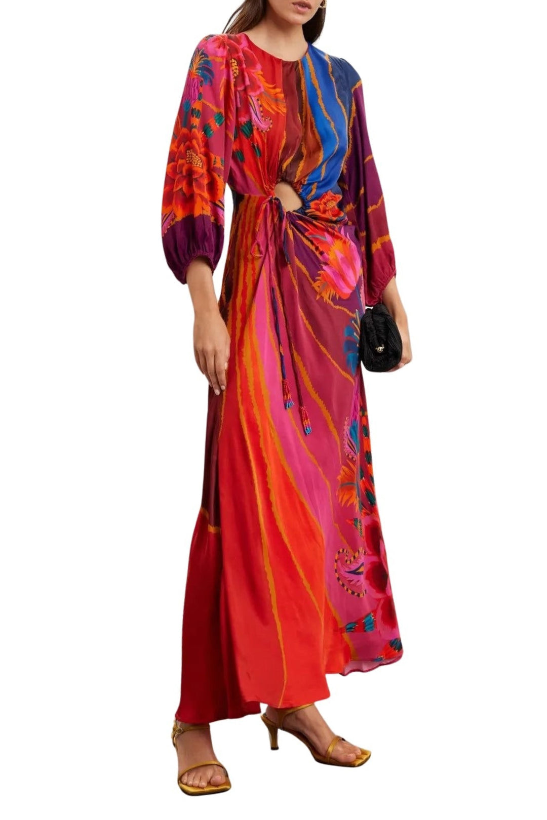Robe longue Vintage Wave - Rouge