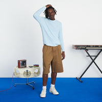 Pull à col rond et maille perlée - Pale Blue