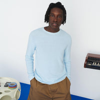 Pull à col rond et maille perlée - Pale Blue