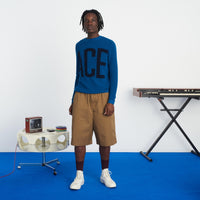 Pull à col rond maille perlée ace - Petrol Blue