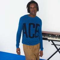 Pull à col rond maille perlée ace - Petrol Blue