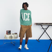 Pull à col rond maille perlée ace - Frozen Green