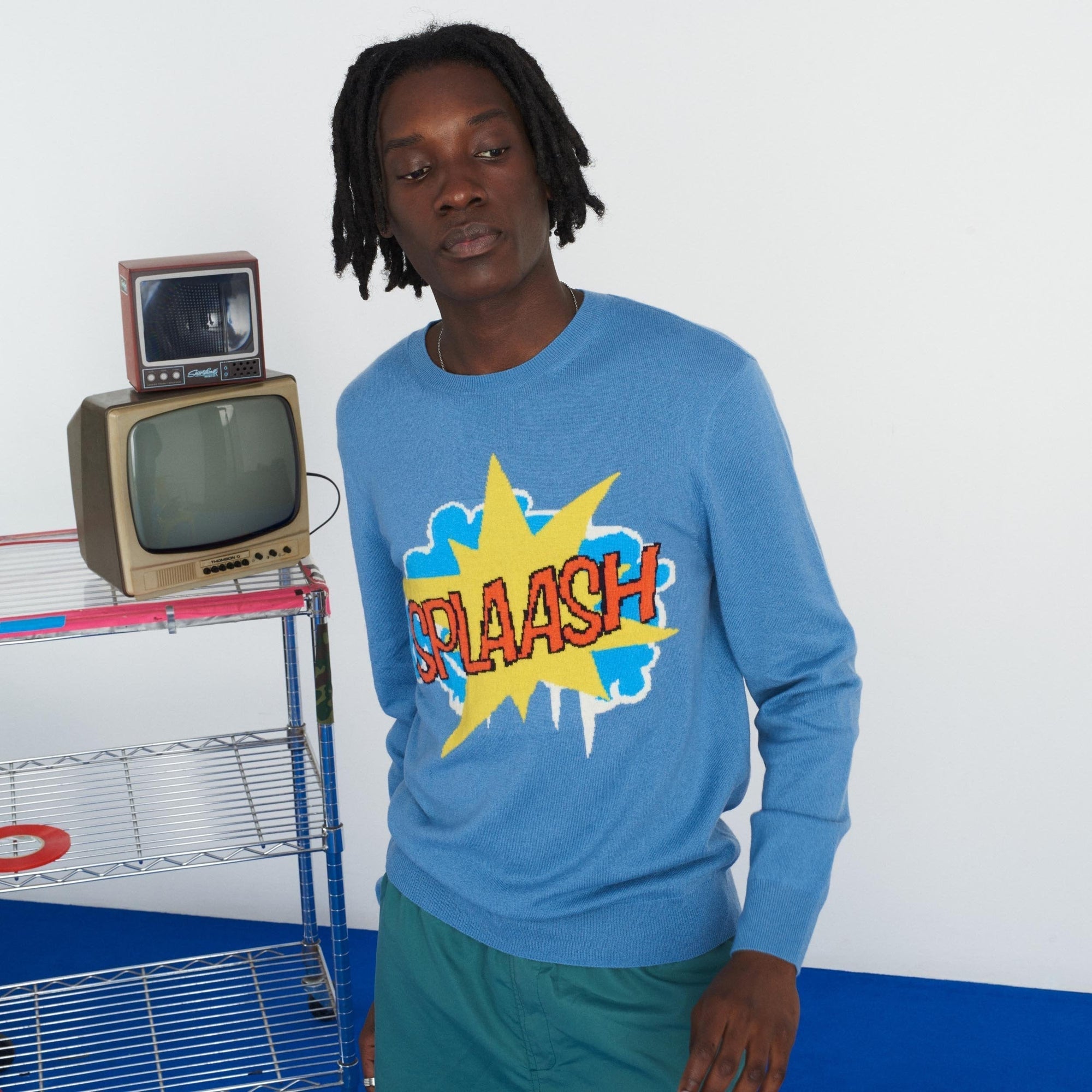 Pull à col rond Splaash en cachemire - Pastel Blue