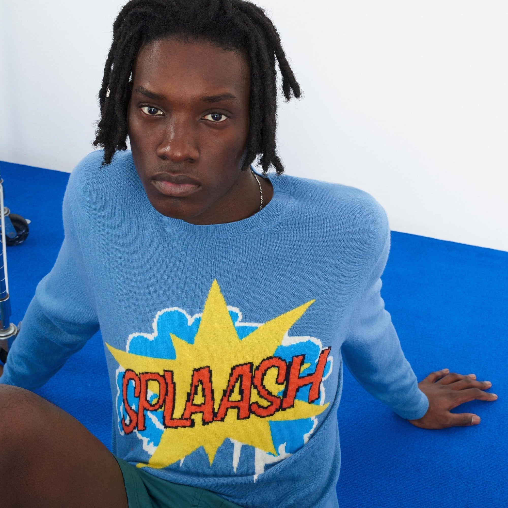 Pull à col rond Splaash en cachemire - Pastel Blue