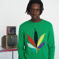 Pull à col rond Leaf en cachemire - Summer Green