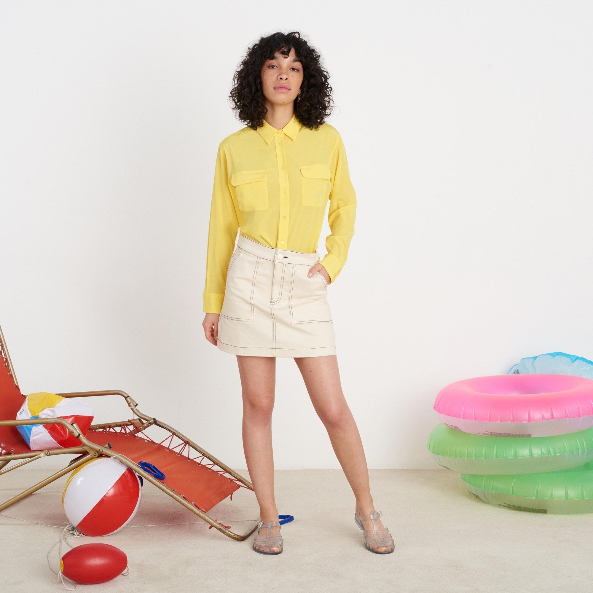 Chemise oversize en soie - Summer Yellow