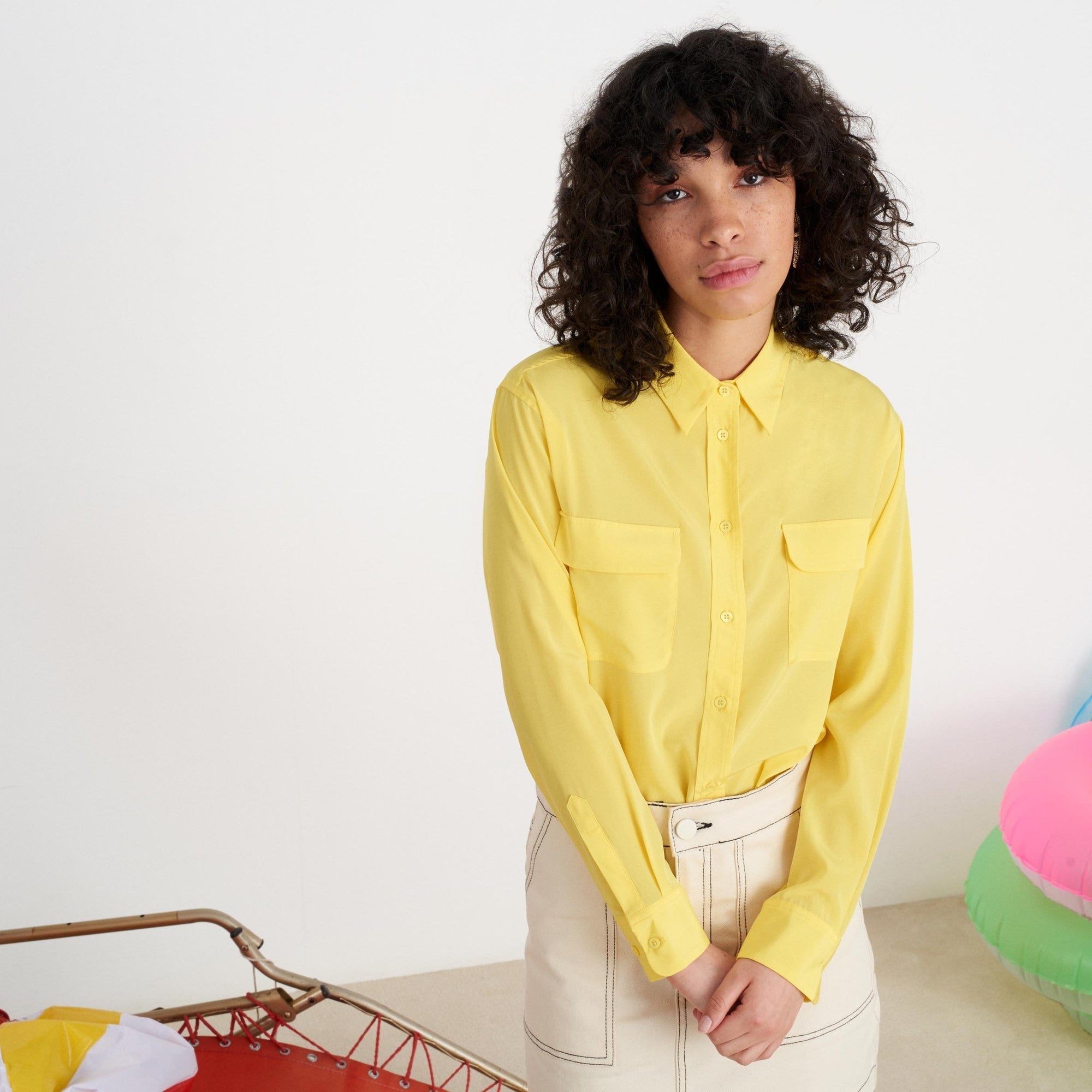 Chemise oversize en soie - Summer Yellow