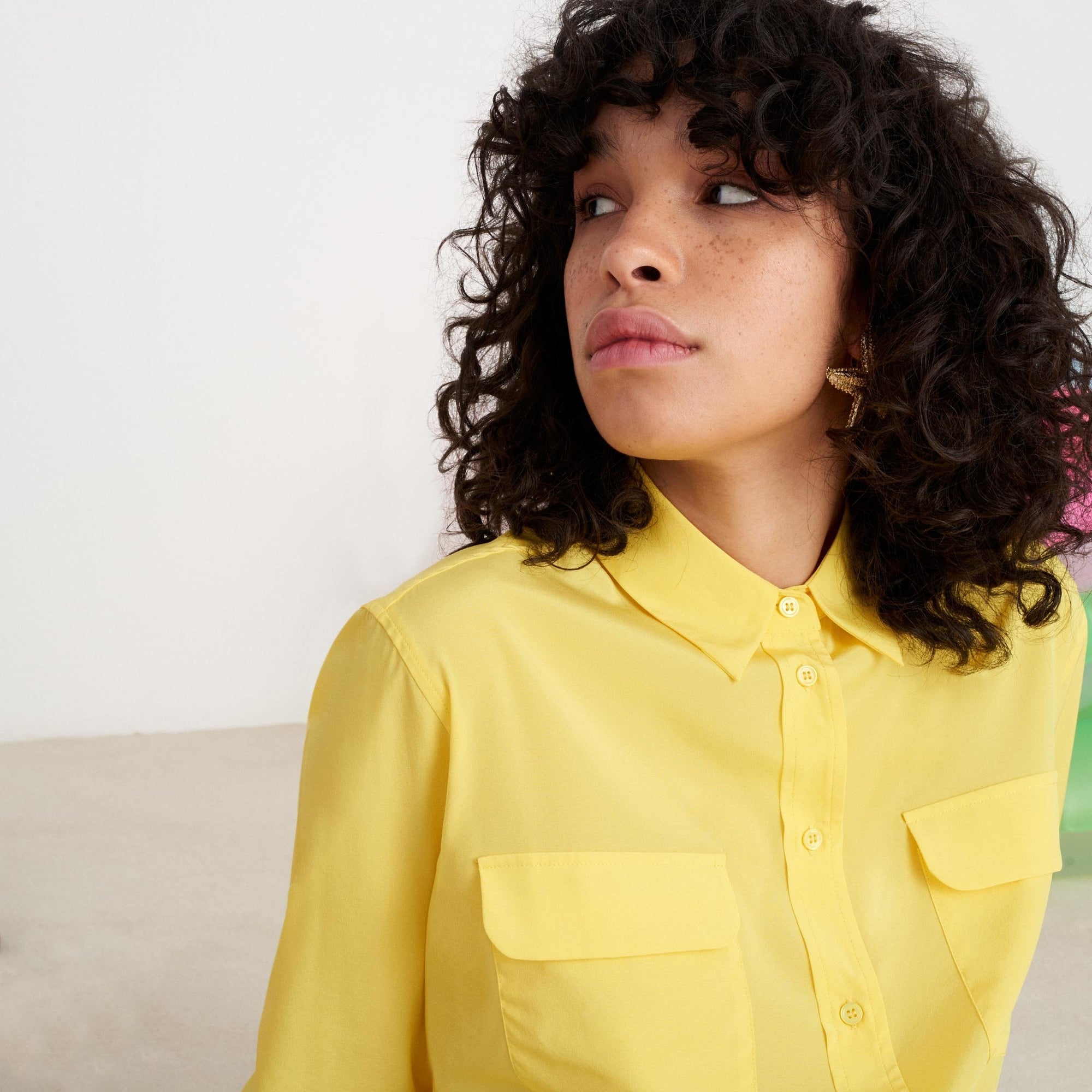 Chemise oversize en soie - Summer Yellow