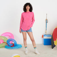 Chemise oversize en soie - Indian Pink