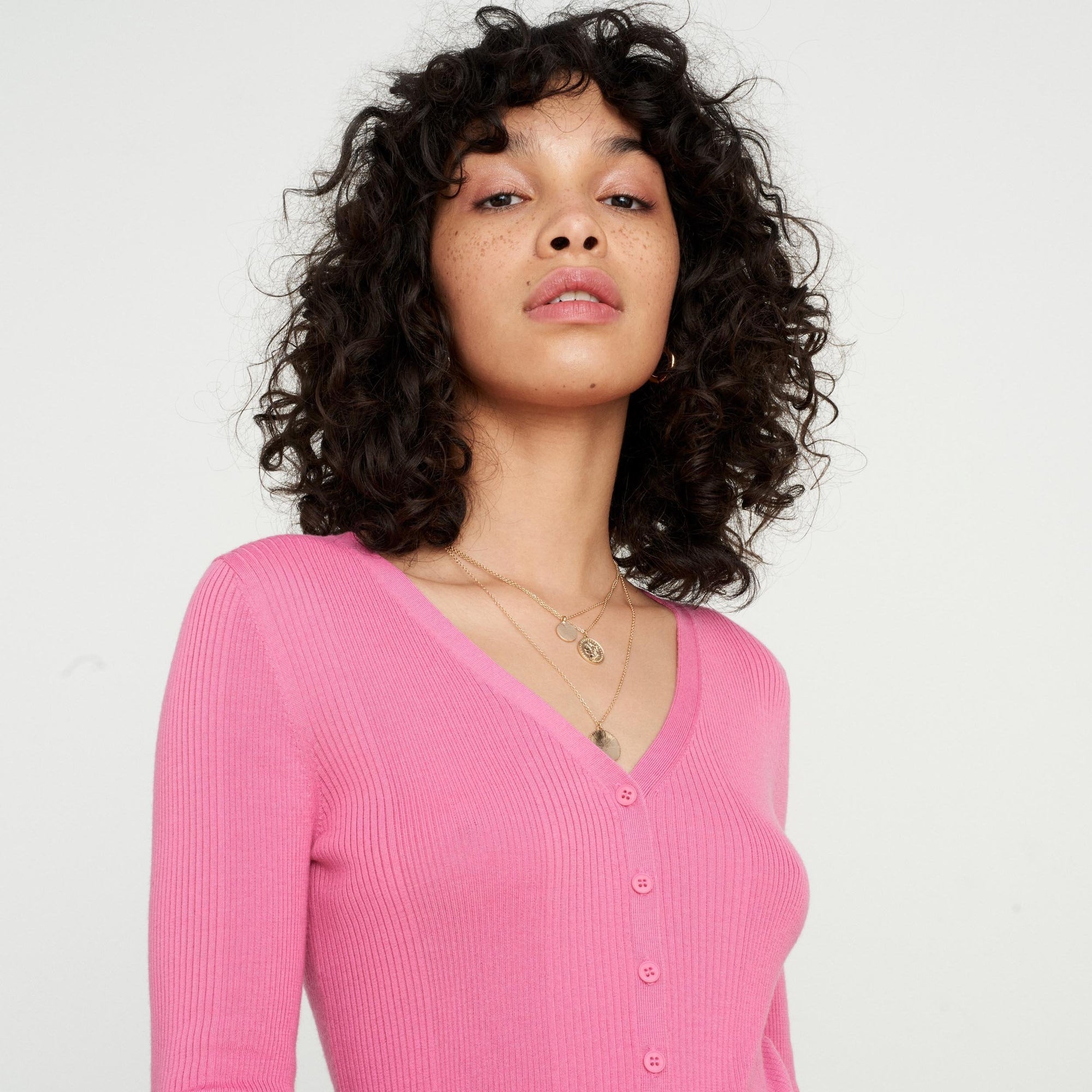 Cardigan à côtes en laine superfine - Bubble Gum