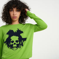 Pull fin à col rond Skull en cachemire - Kiwi Green