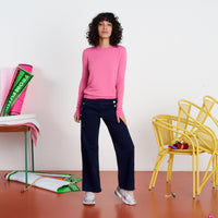 Pull à col rond droit en laine superfine - Bubble Gum