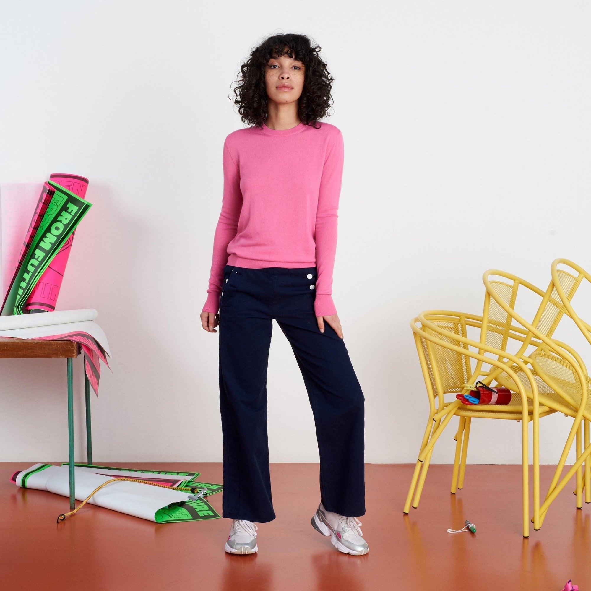 Pull à col rond droit en laine superfine - Bubble Gum