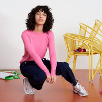 Pull à col rond droit en laine superfine - Bubble Gum