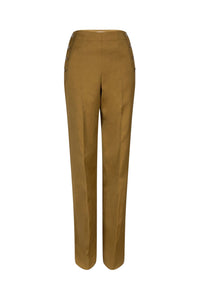 Pantalon coupe droite taille haute - Marron