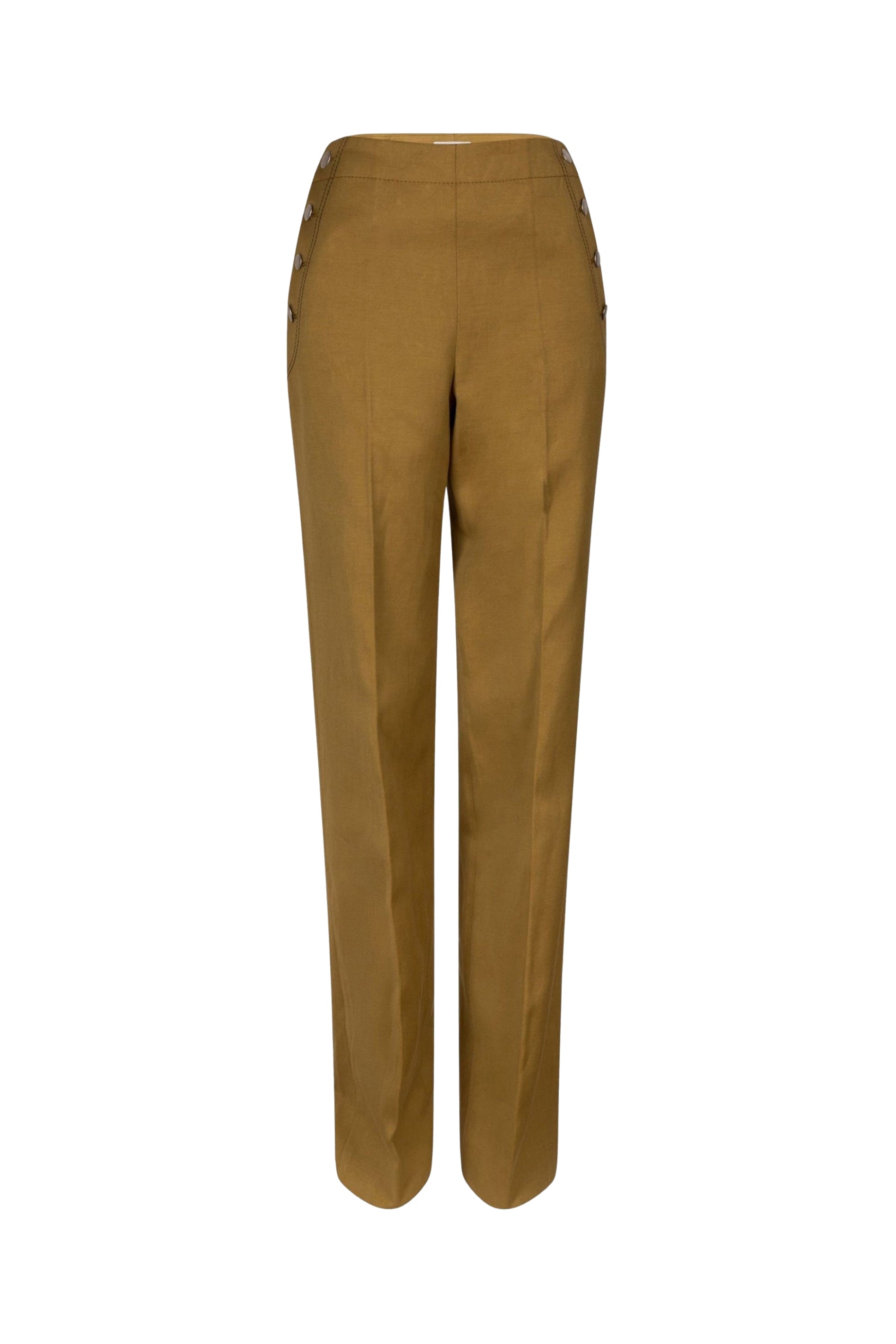 Pantalon coupe droite taille haute - Marron