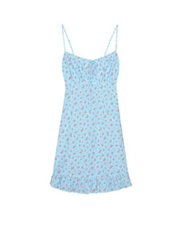 Robe courte Georgie en soie - Blue Mini Rose