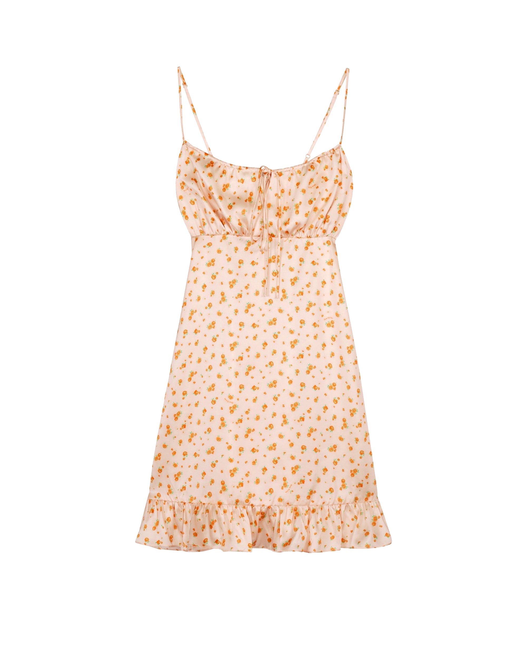 Robe courte Georgie en soie - Peach Mini Rose