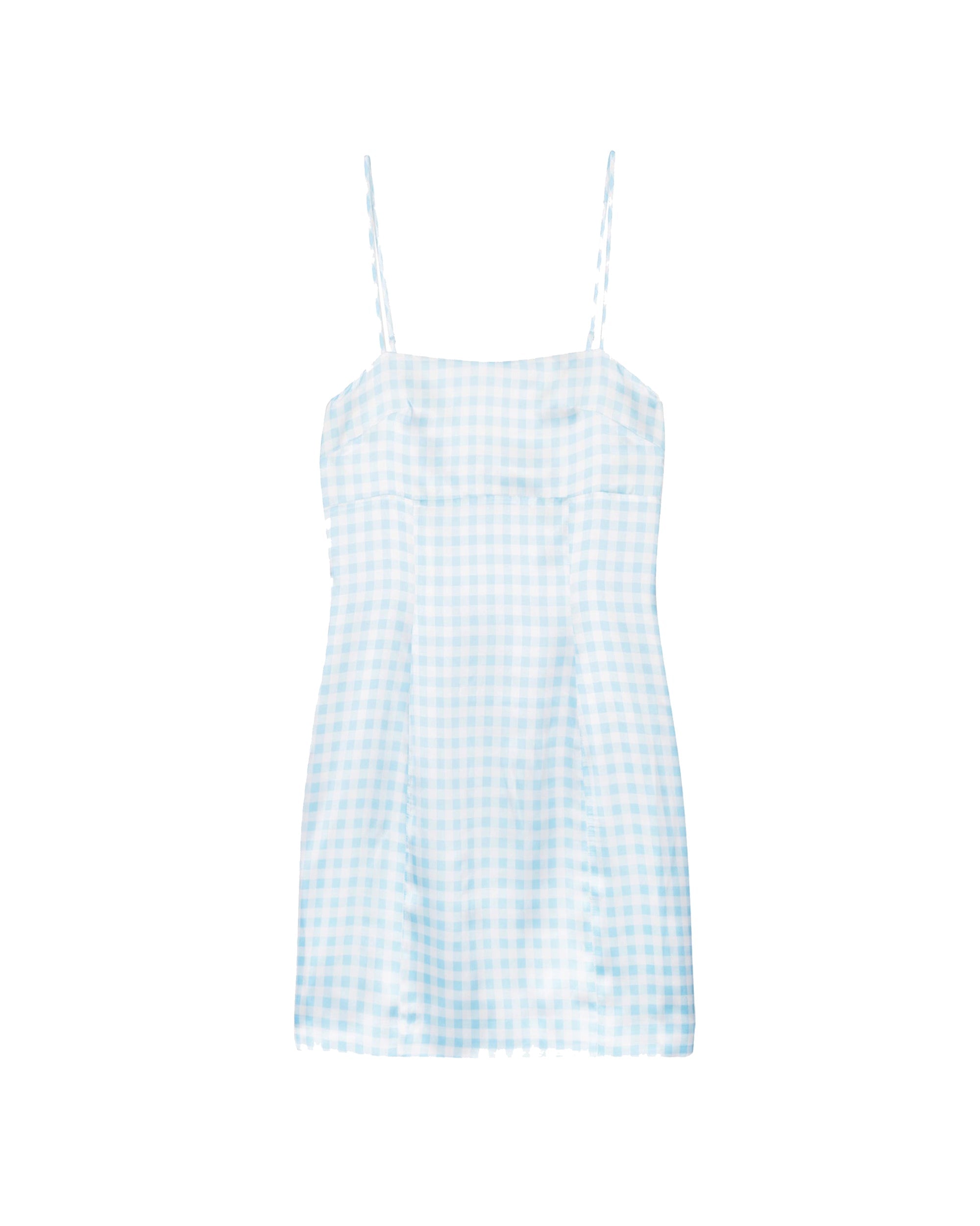 Robe courte Billie en soie - Blue Vichy
