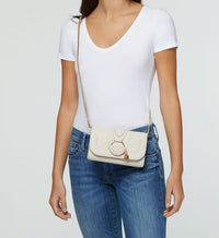 Pochette à chaîne Hana en cuir - Cement Light Beige