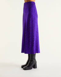 Jupe mi longue Vicky en soie - Purple Jacquard