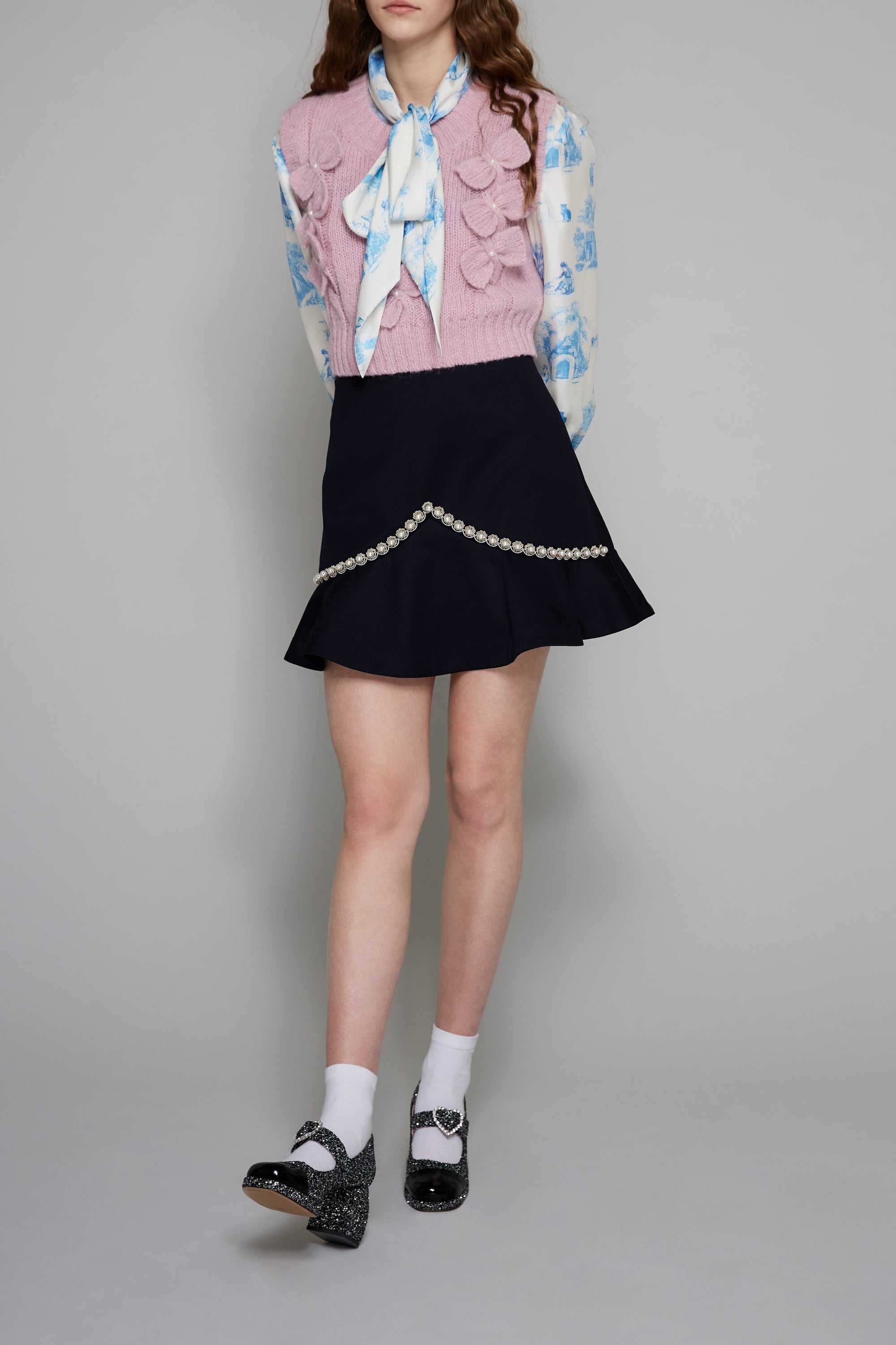 Jupe Arabesque en laine - Bleu