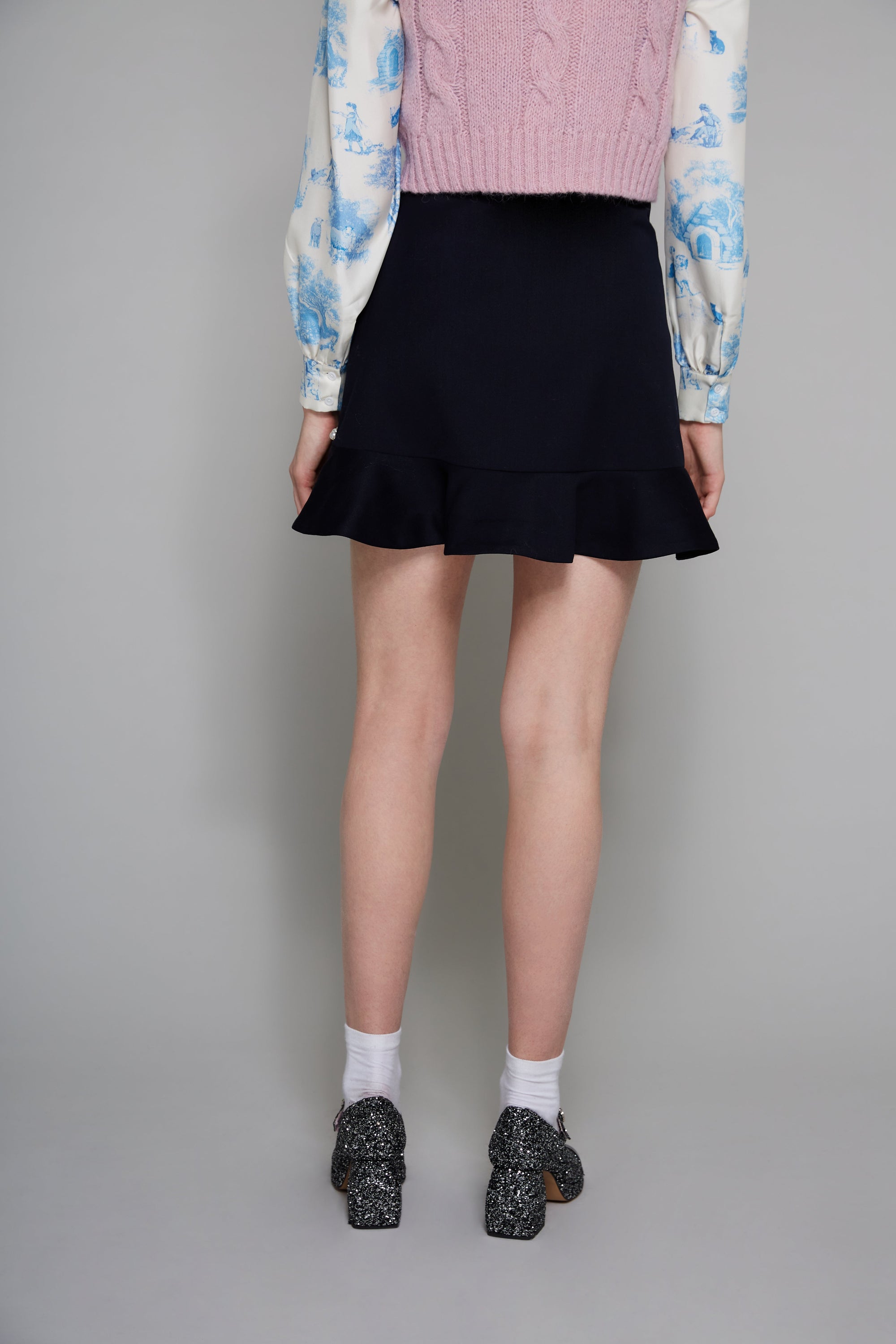 Jupe Arabesque en laine - Bleu