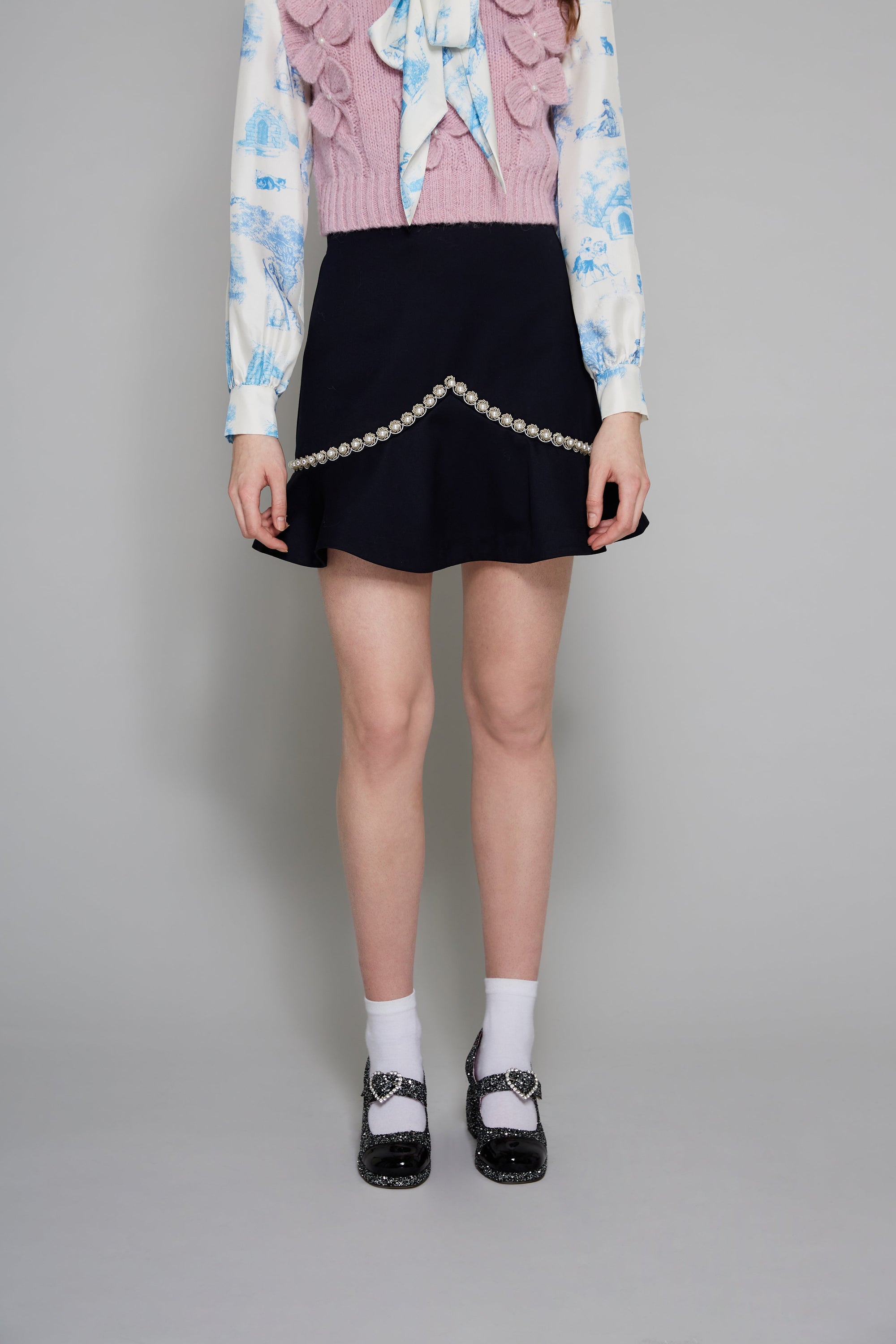 Jupe Arabesque en laine - Bleu