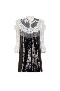 Robe courte en dentelle - Noir