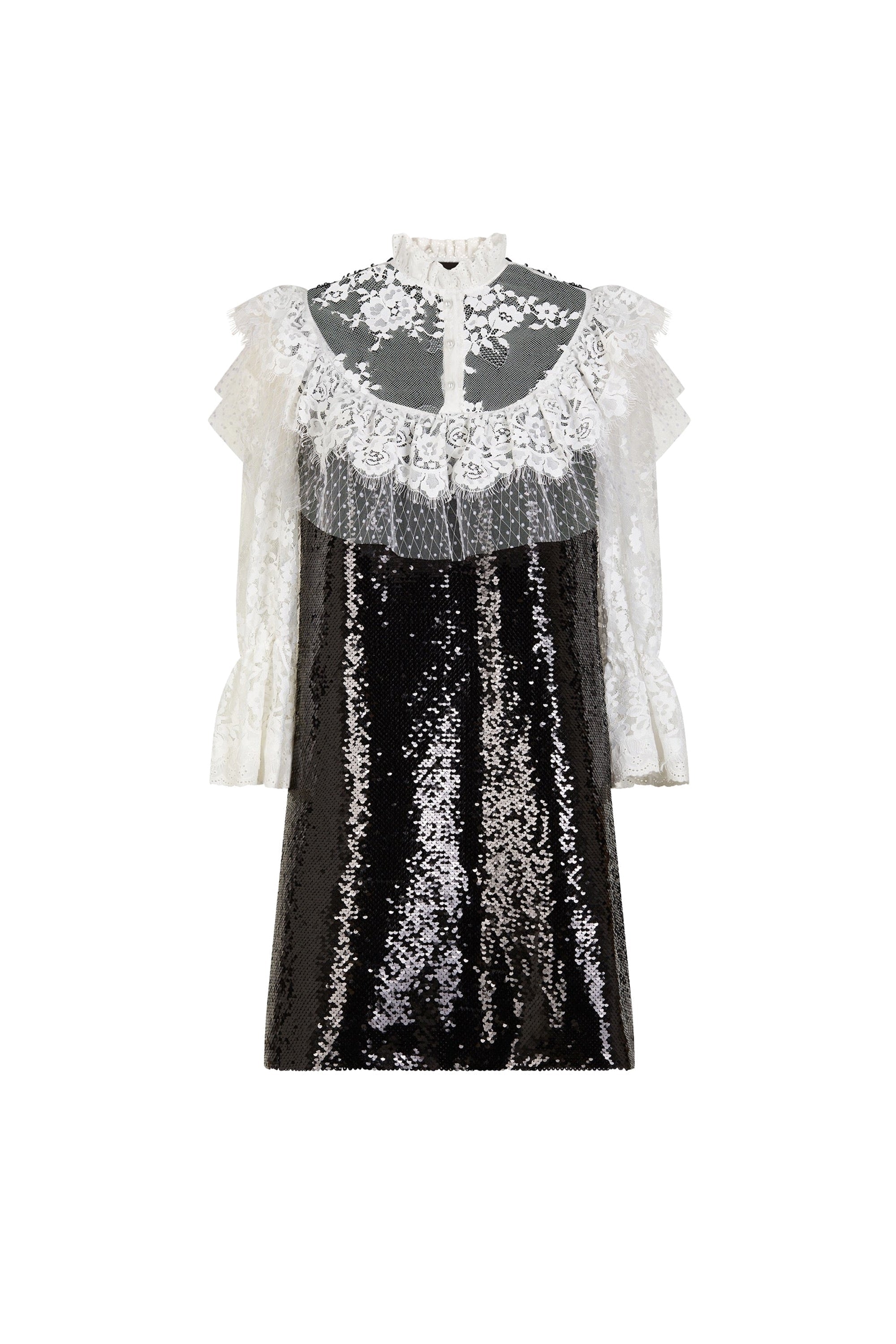 Robe courte en dentelle - Noir