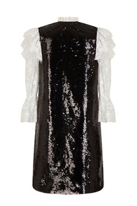 Robe courte en dentelle - Noir