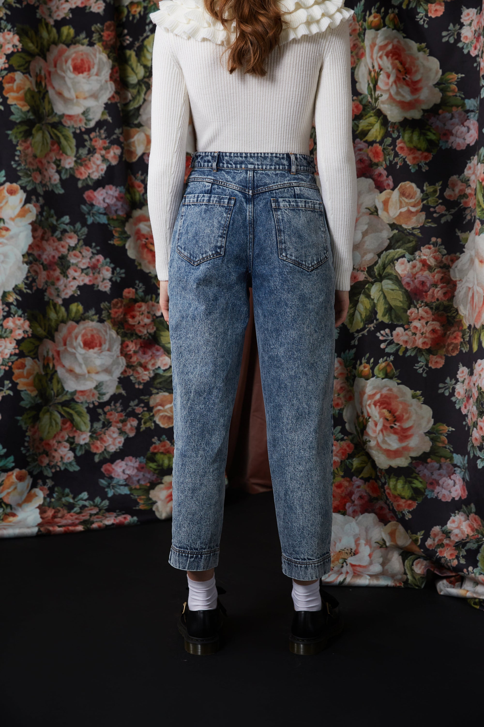 Jean à perles en denim - Bleu