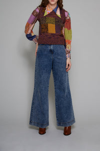 Pull sans manche avec patch en maille - Multicolore