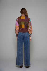 Pull sans manche avec patch en maille - Multicolore
