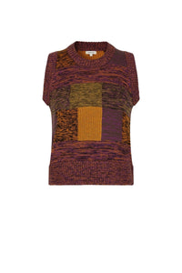 Pull sans manche avec patch en maille - Multicolore