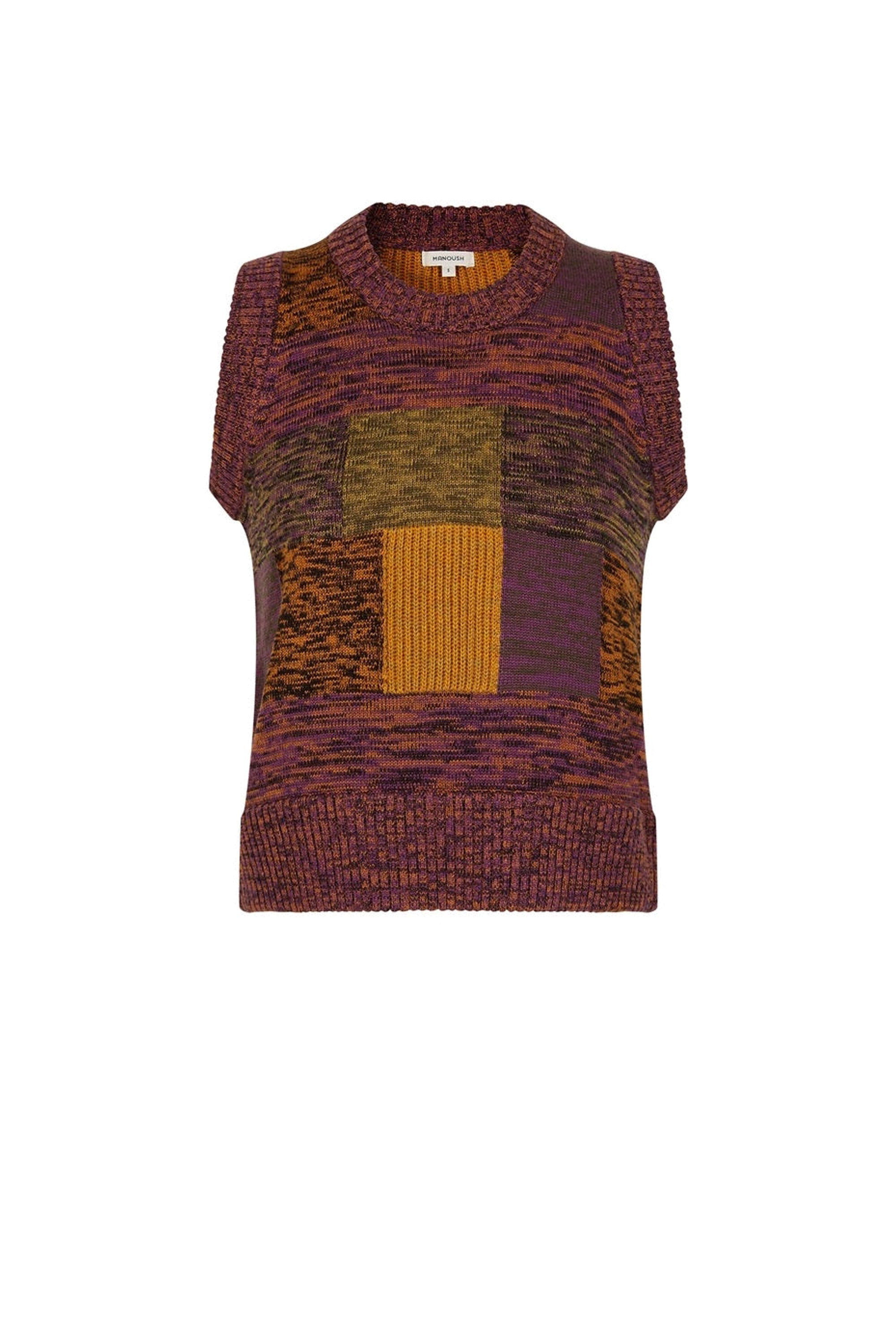 Pull sans manche avec patch en maille - Multicolore