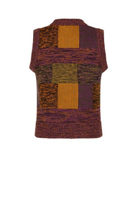 Pull sans manche avec patch en maille - Multicolore