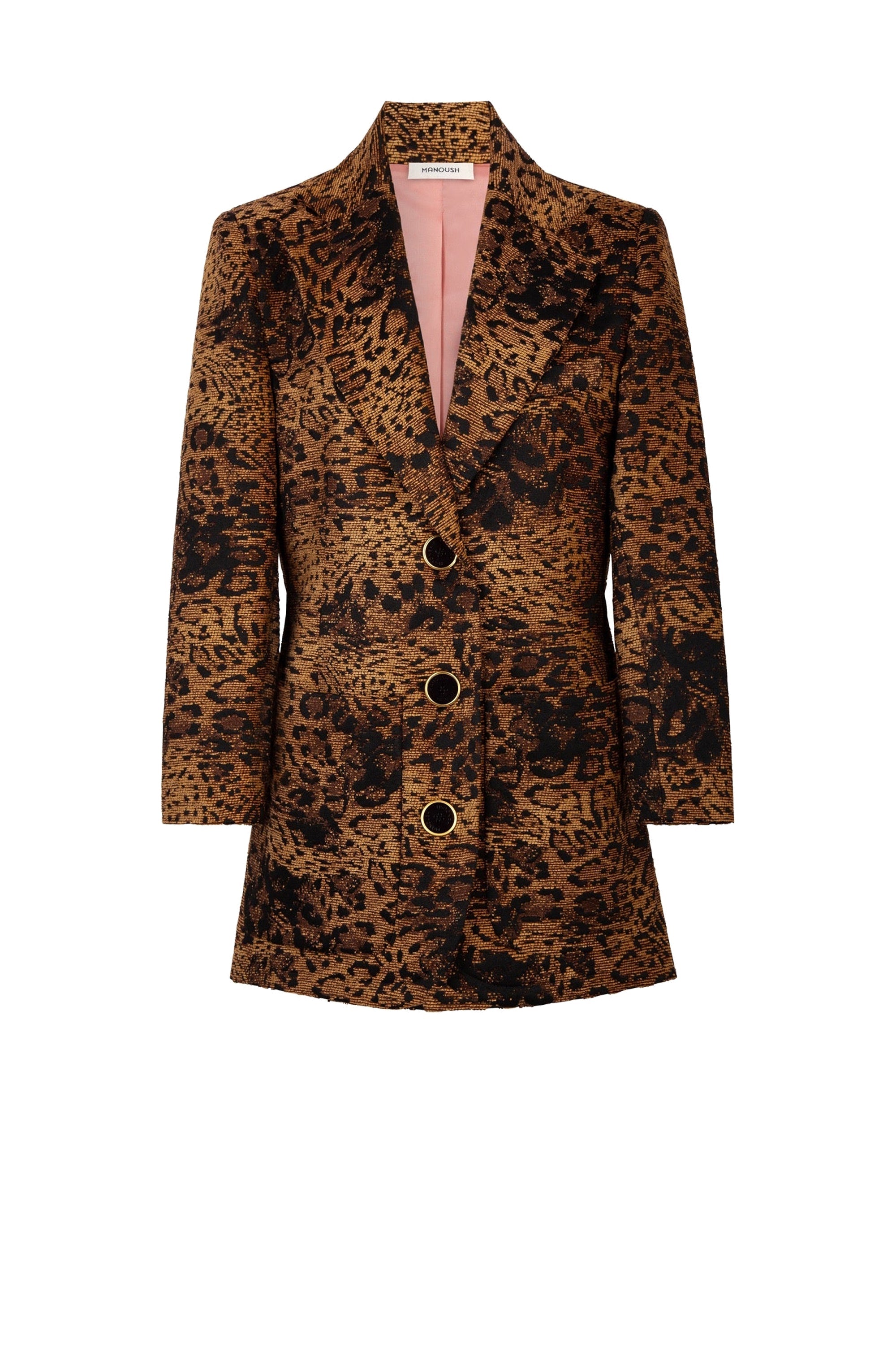 Veste col tailleur à imprimé Panthère - Marron