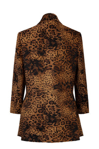 Veste col tailleur à imprimé Panthère - Marron