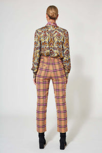 Pantalon taille haute Tartan - Multicolore