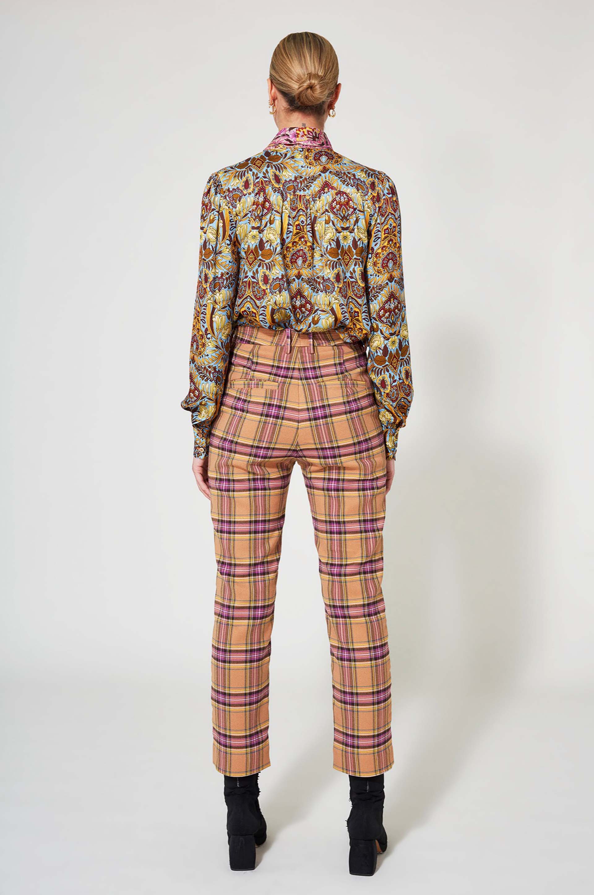 Pantalon taille haute Tartan - Multicolore