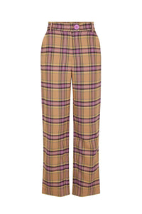 Pantalon taille haute Tartan - Multicolore