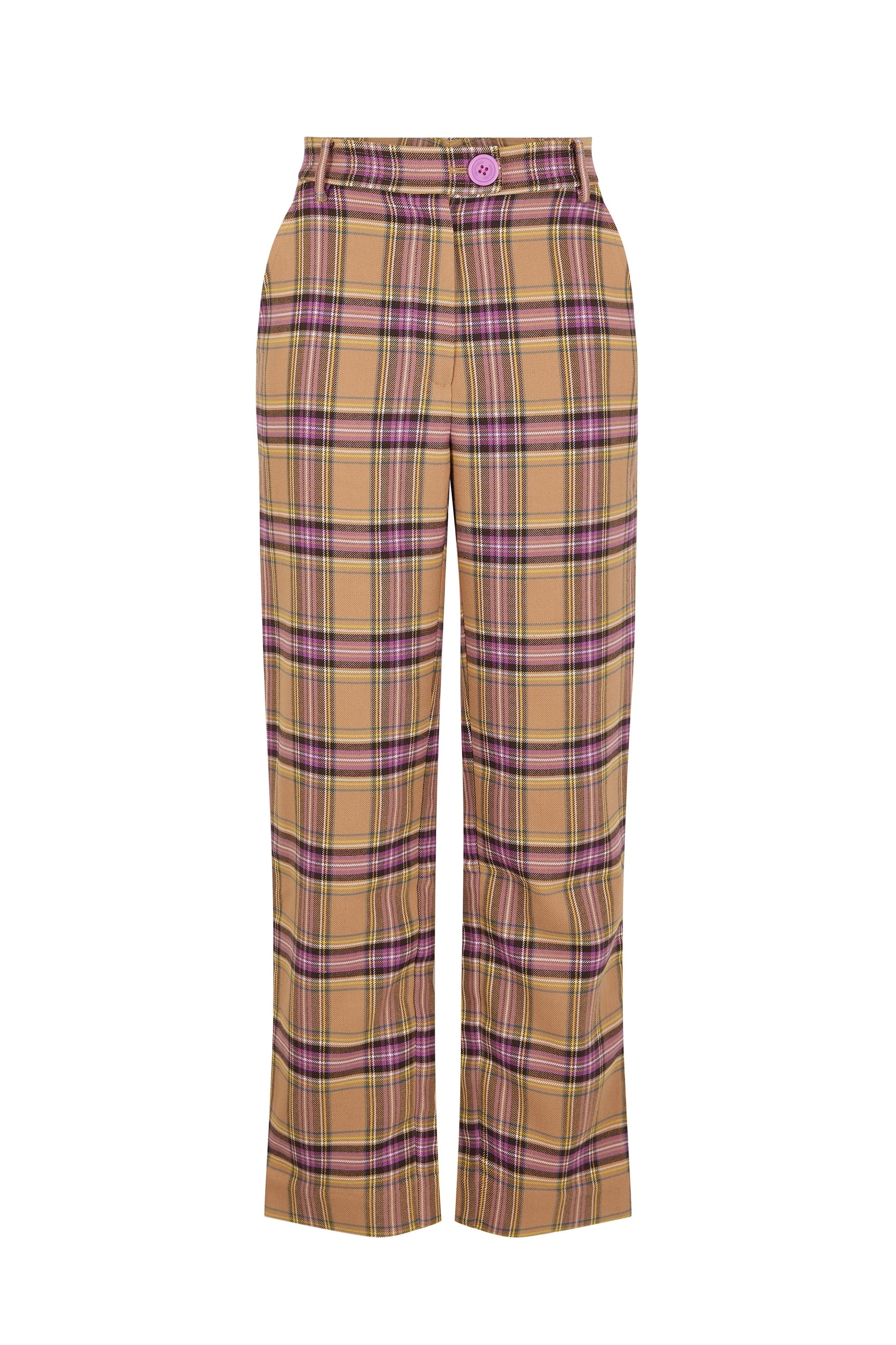 Pantalon taille haute Tartan - Multicolore
