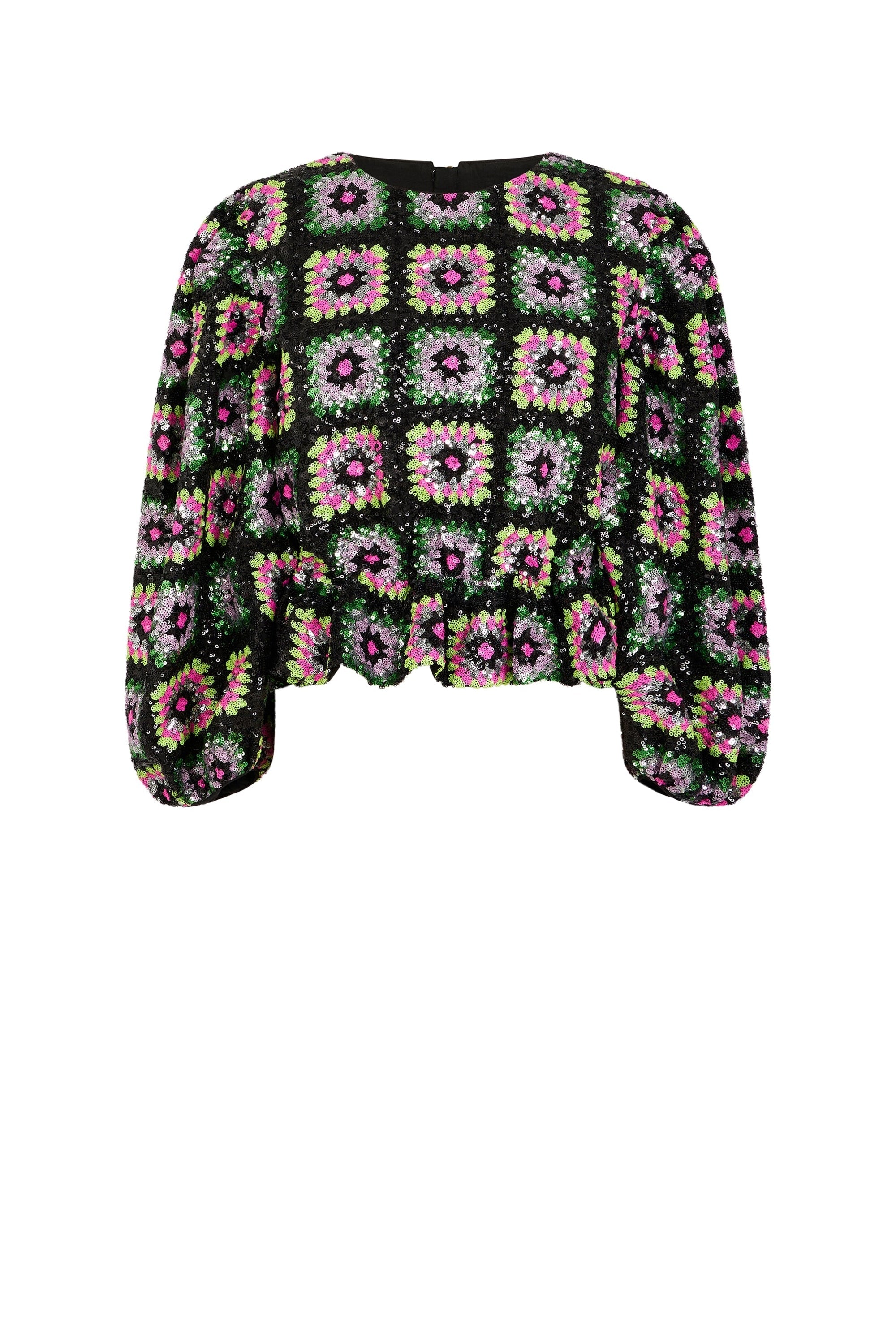 Top en crochet à paillettes - Noir