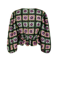 Top en crochet à paillettes - Noir