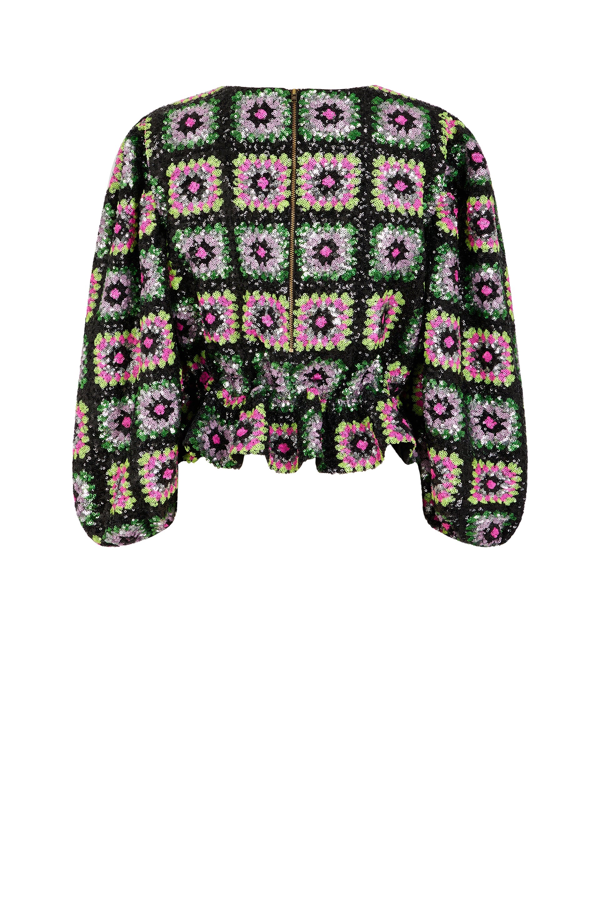 Top en crochet à paillettes - Noir