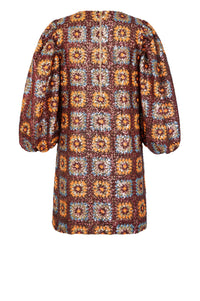 Robe courte en crochet à paillettes - Marron