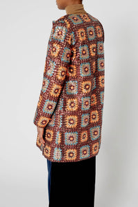 Manteau en crochet à paillettes - Marron