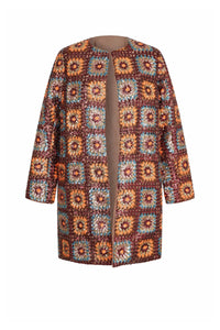 Manteau en crochet à paillettes - Marron